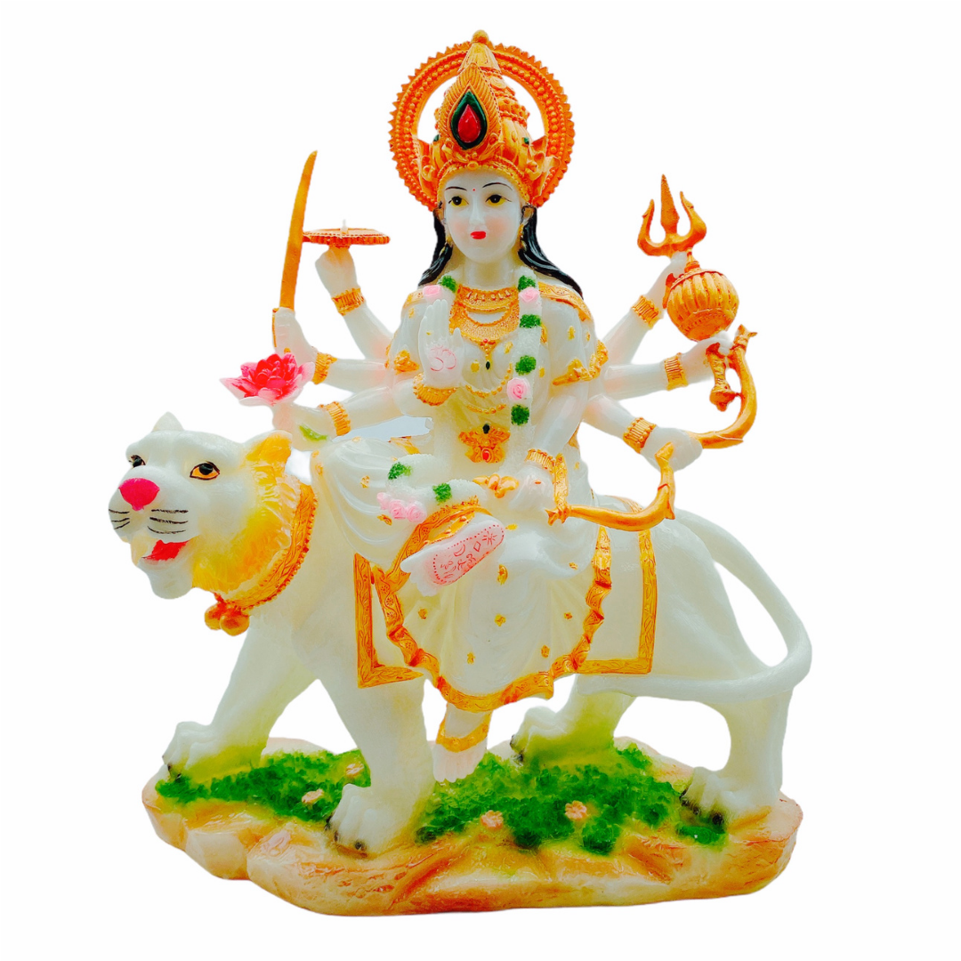 Marble Look Durga Idol/ Statue/ Murti F127-1 Size:29X11X35.5Cm (15")