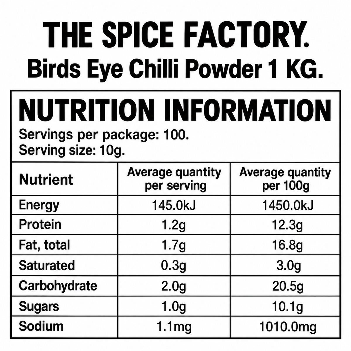 TSF Birds Eye Chilli Powder 1kg | Hot Red Chilli Powder | Ground Indian Spice