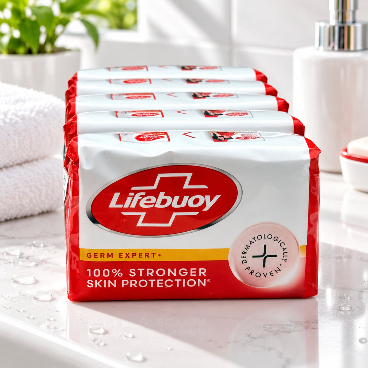 Lifebuoy Total Soap Red 125g x 4 | 100% Stronger Skin Protection