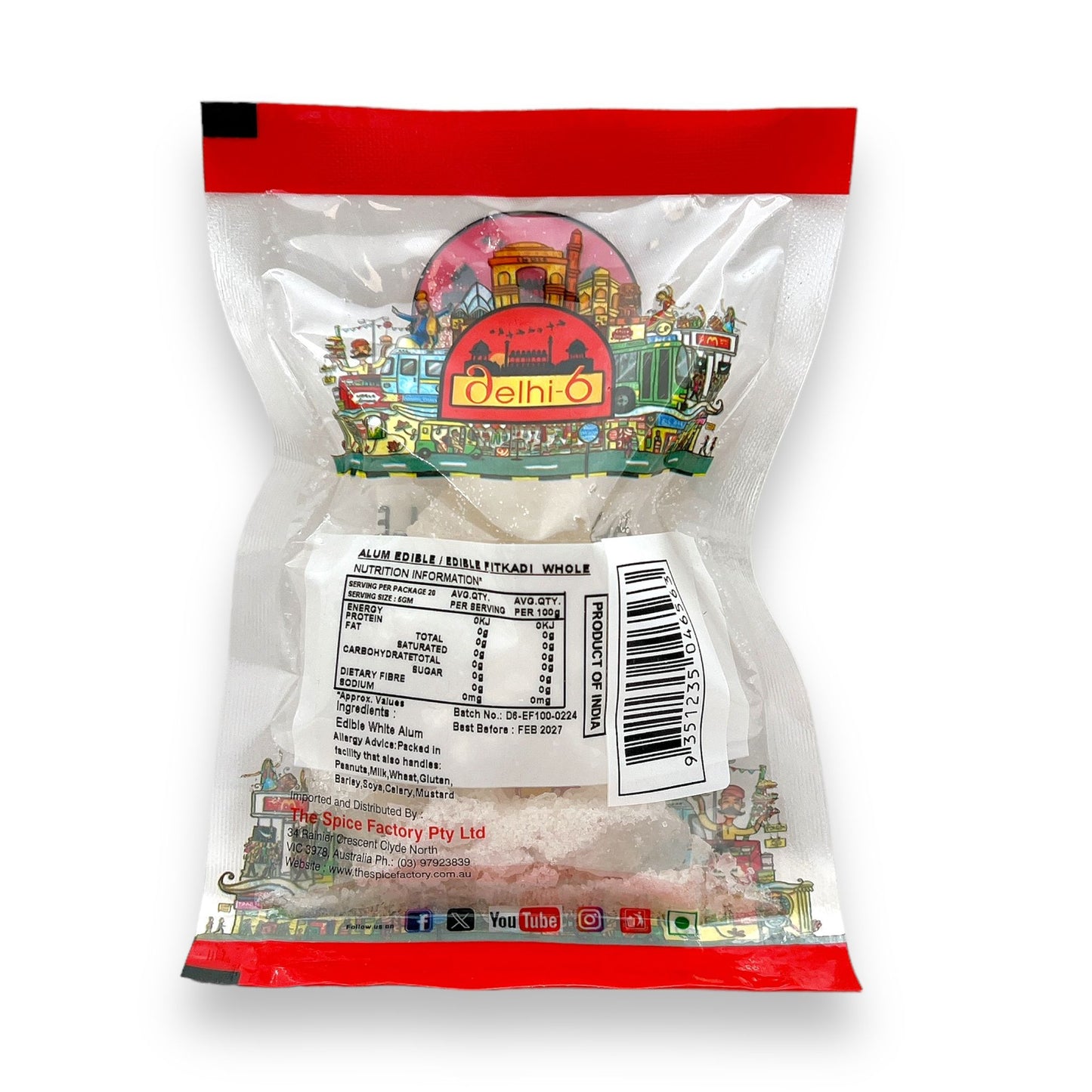 Delhi 6 Edible Alum / Fatkadi Whole | For Oral Health, Skin Care & Water Purification 100gm | HEA120 | 9351235046563