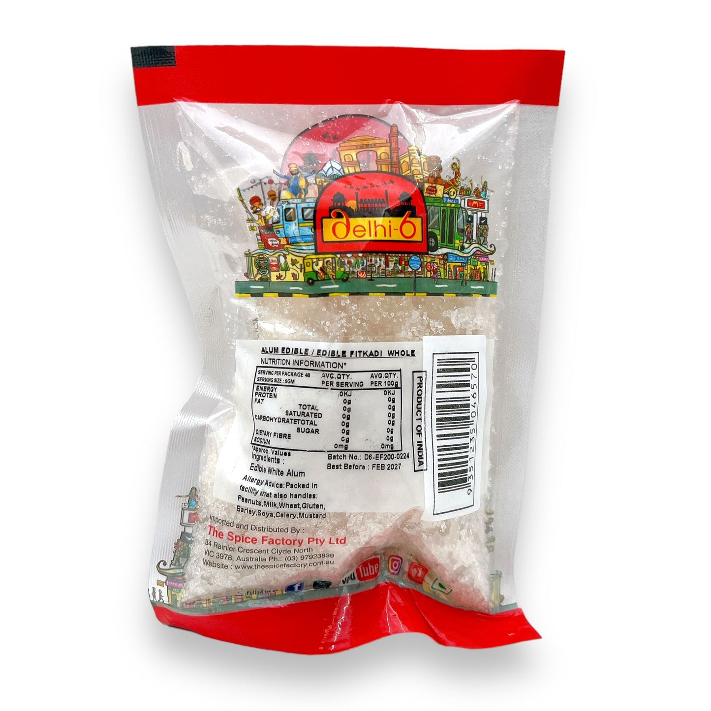 Delhi 6 Edible Alum / Fatkadi Whole | For Oral Health, Skin Care & Water Purification 200gm | HEA150 | 9351235046570