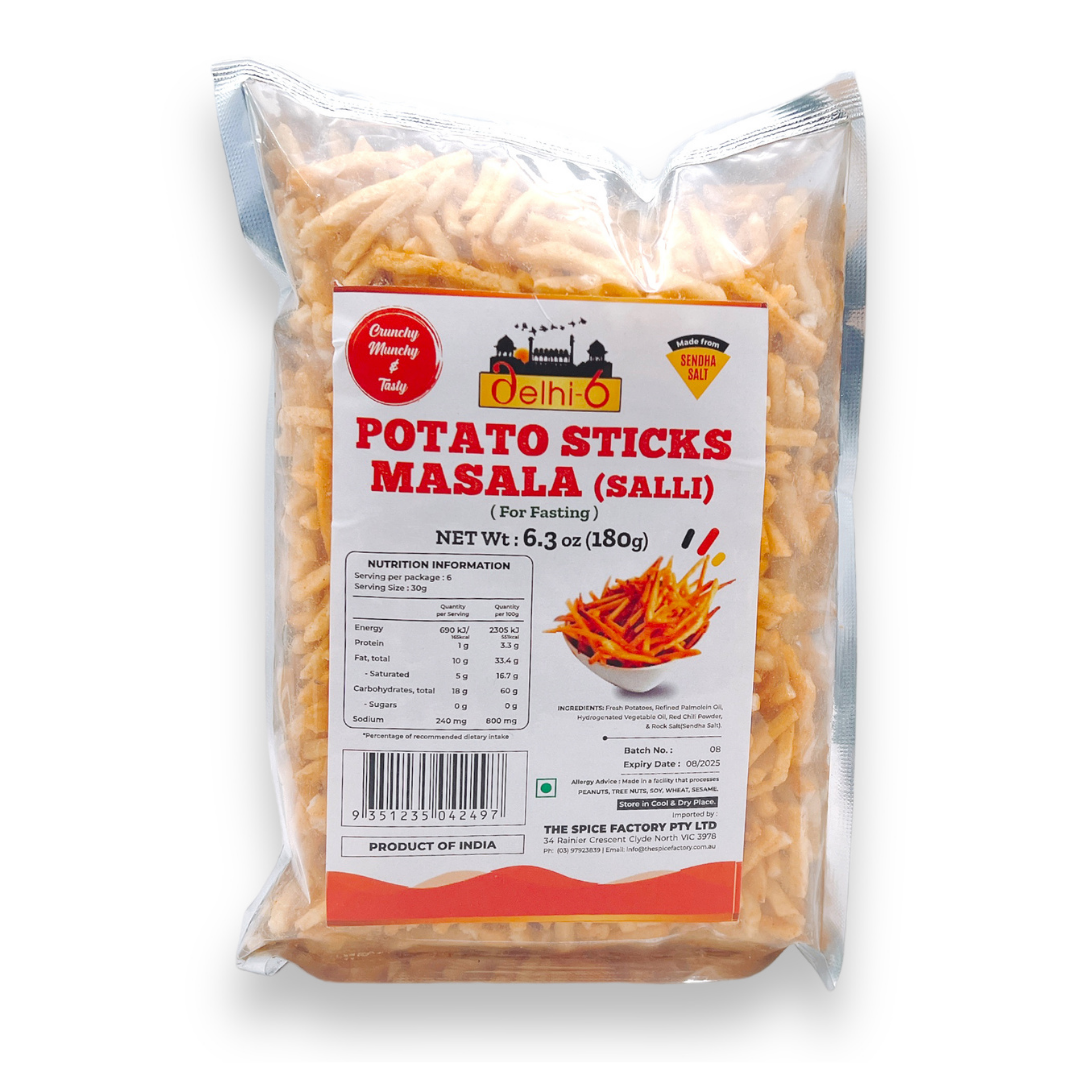 Delhi 6 Potato Sticks Masala Salli 150gm/ Snacks for Fasting