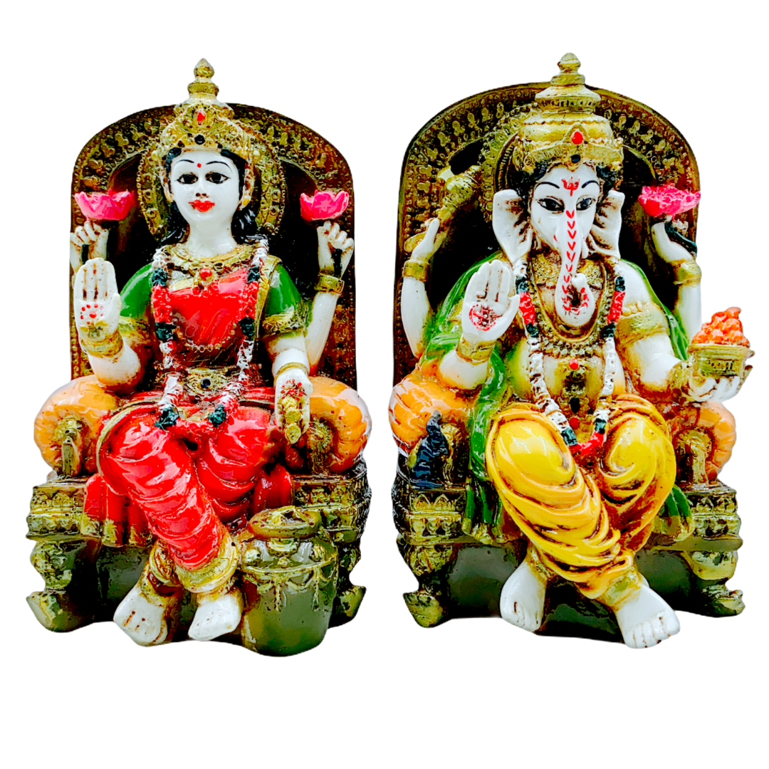 Laxmi Ganesh (4.5" X 5" X 7")-Statue/ Idol/ Murti