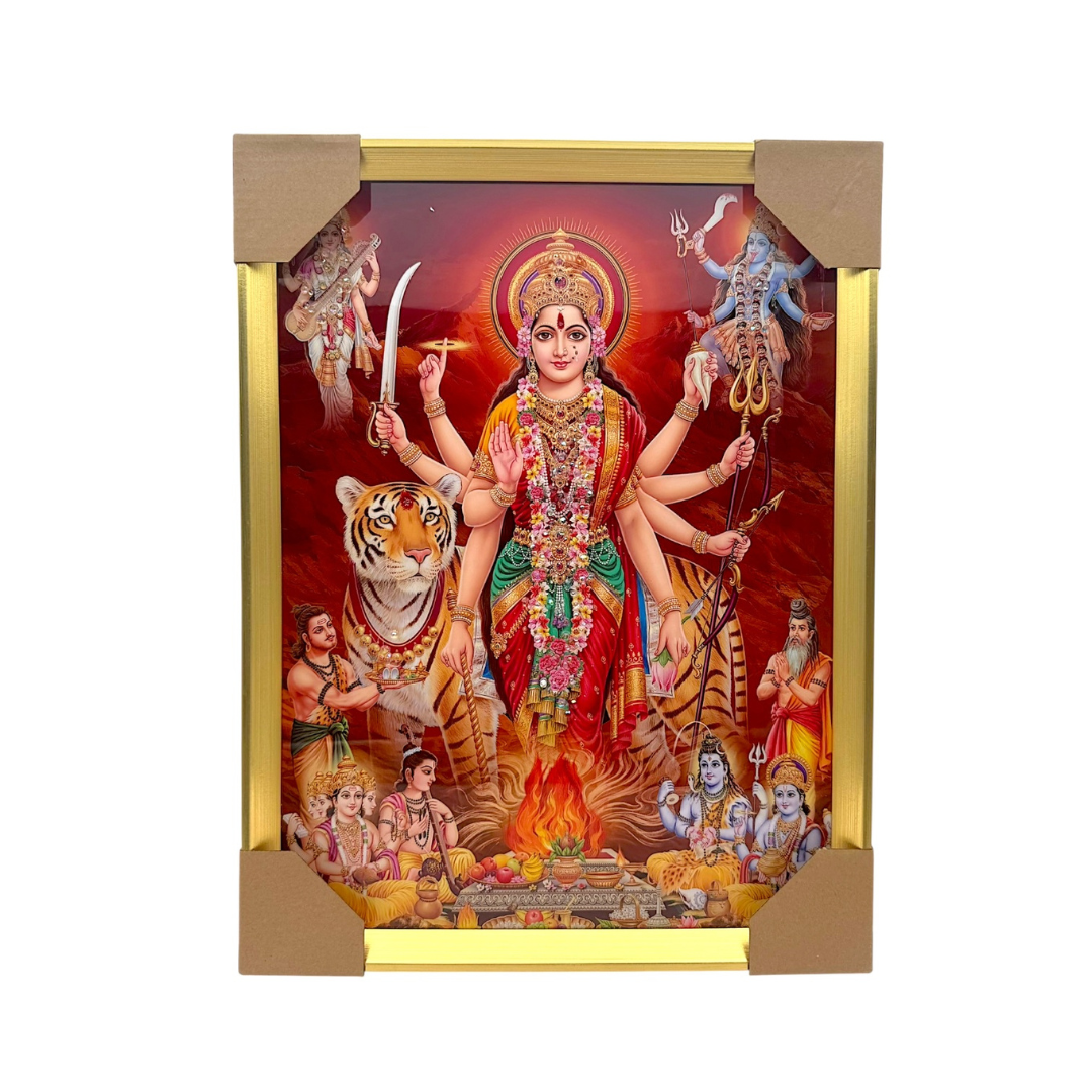 Shakti Roop Durga Photo Frame – Surrounded by Gods & Goddesses | 33*43CM (13"*17") | Decorative Painting JC334311-8 - 9351235057002