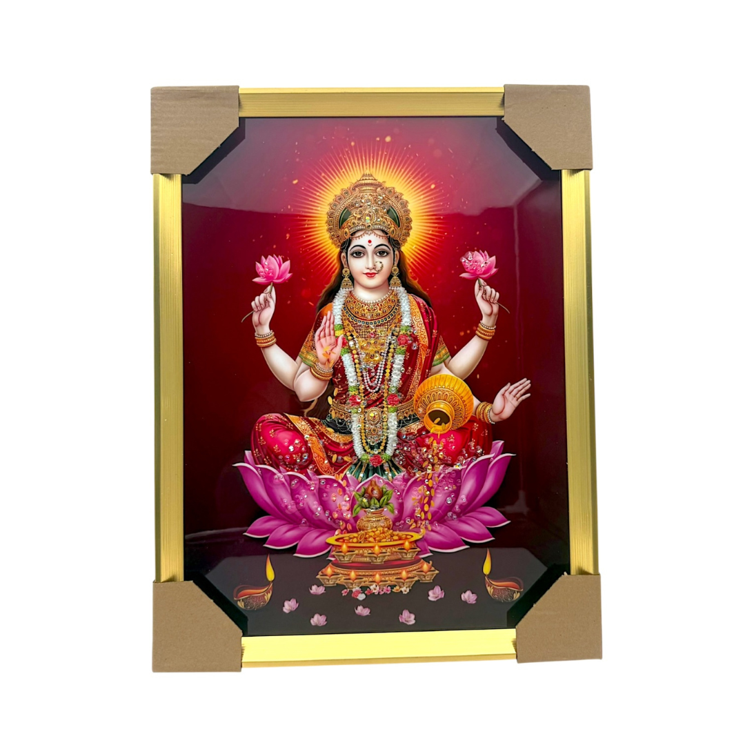 Goddess Lakshmi Photo Frame – Lotus of Wealth Diwali Edition | 33*43CM (13"*17") | Decorative Painting JC334311-12 - 9351235057040