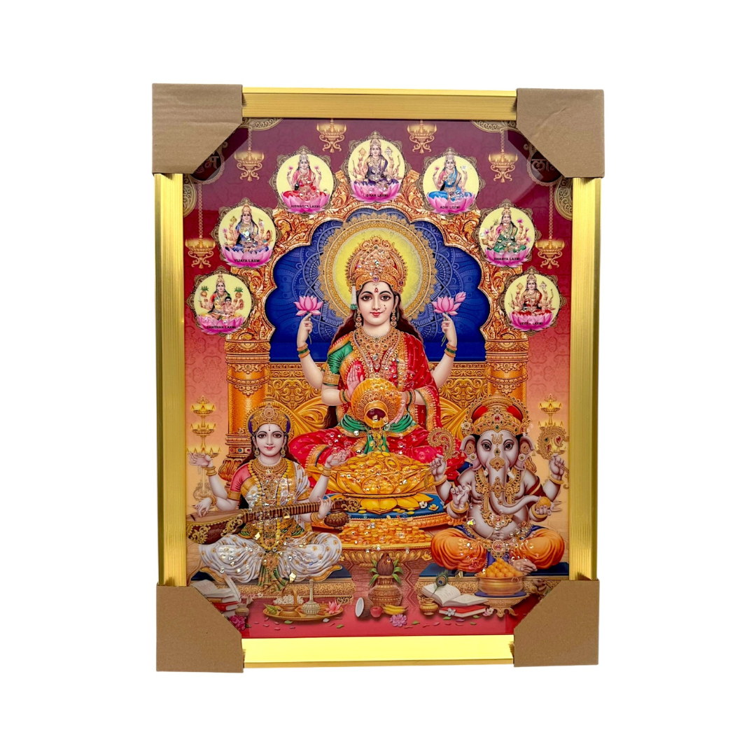 Lakshmi Ganesh Saraswati Photo Frame – Ashtalakshmi Special Edition | 33*43CM (13"*17") | Decorative Painting JC334311-6 - 9351235056982