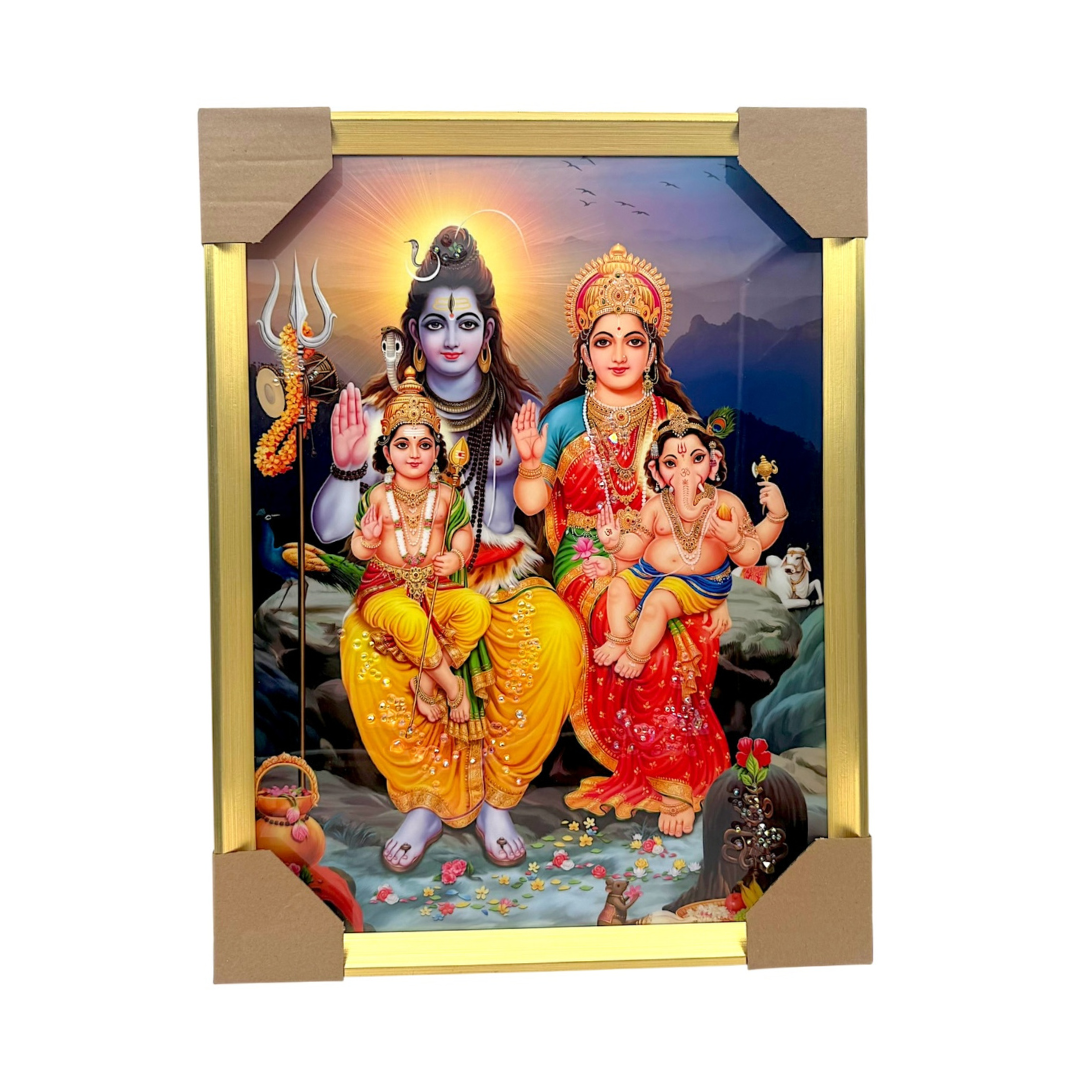 Shiv Parvati with Ganesh and Kartikeya Photo Frame | 33*43CM (13"*17") | Decorative Painting JC334311-2 - 9351235056944