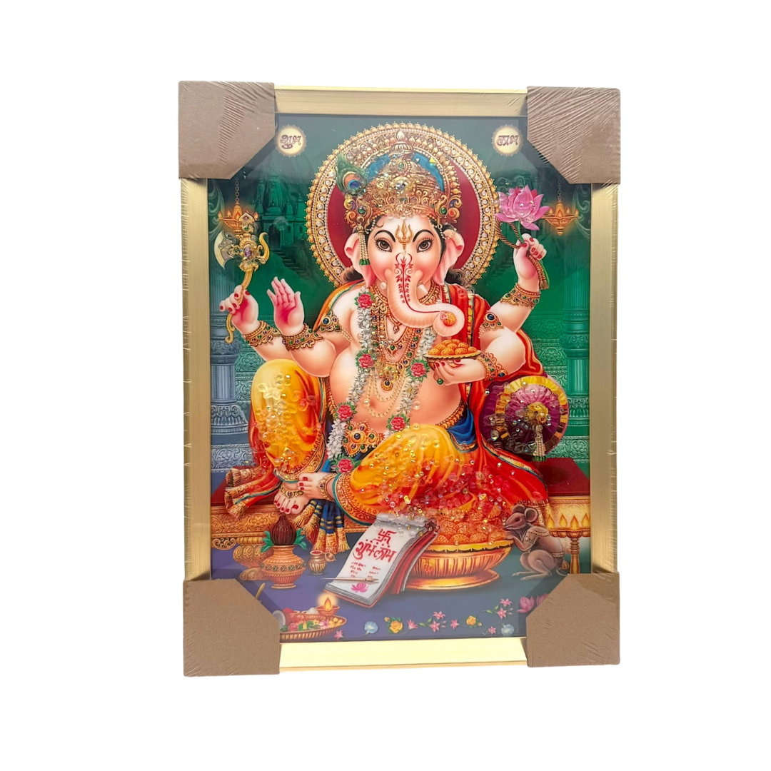 Lord Ganesha Photo Frame – Vighnaharta Edition | 30*40(11.81in x 15.75in) | Decorative Picture - 9351235056319