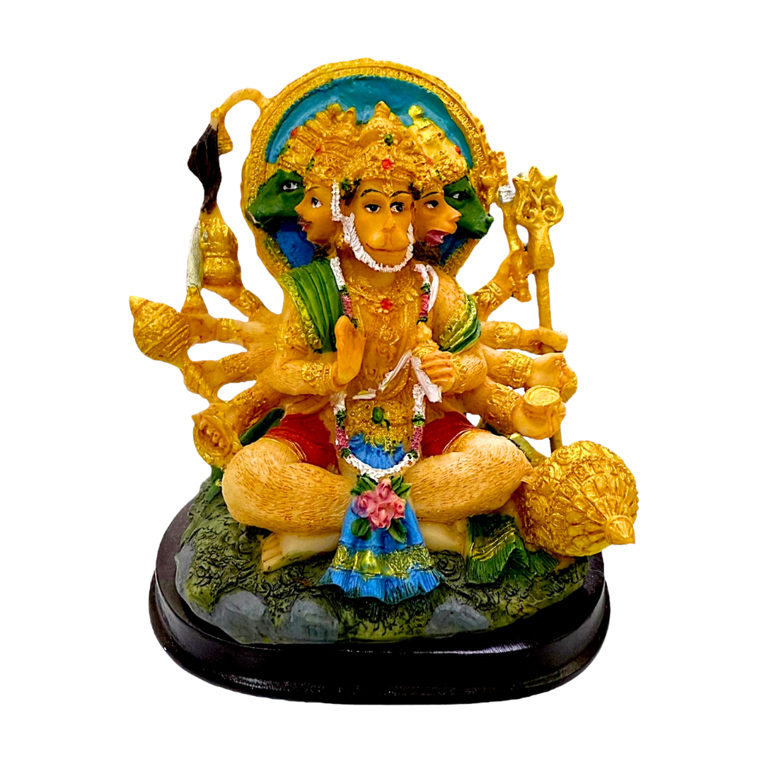 Panchmukhi Bajrangbali – Seated Strength Pose Idol/ Statue/Murti | 8 x 5.5 x 9cm (3.15in x 2.17in x 3.54in) | GOD YXE169 - 9351235055411