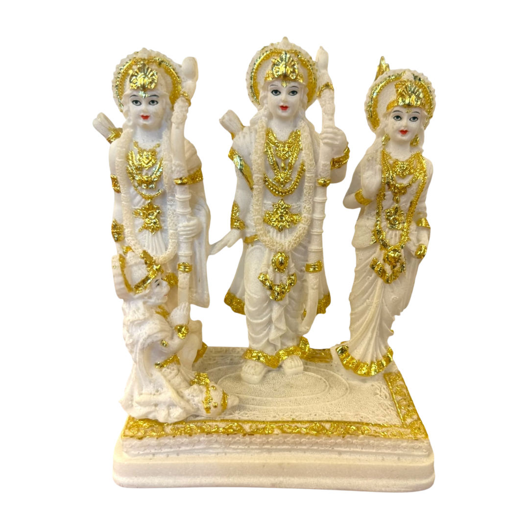 Ram Darbar – Marble Look with Golden Finish Idol/ Statue/Murti | 14*8*17CM(5.51in x 3.15in x 6.69in) | GOD 2018-306A - 9351235055633