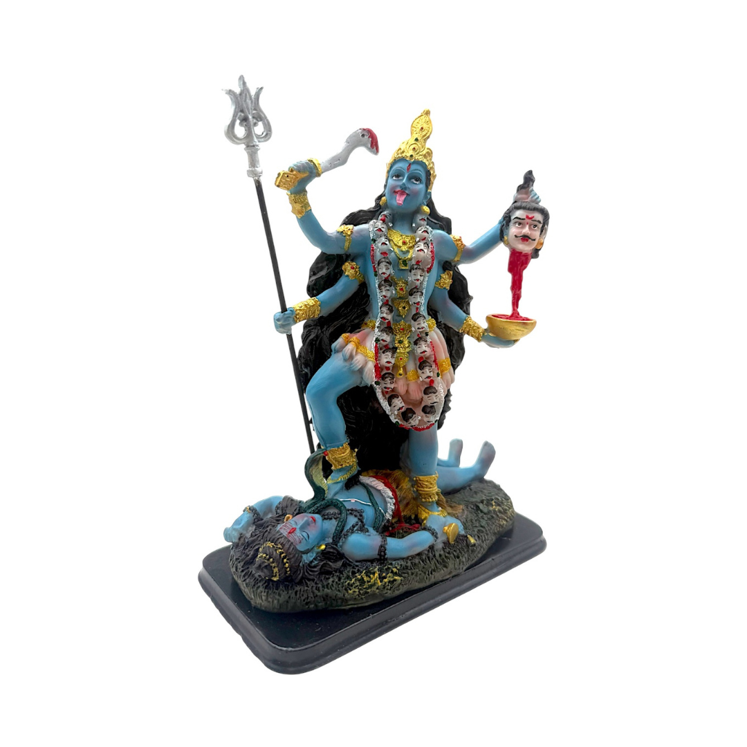 Kali Mata on Shiva – Shakti of Destruction and Liberation Idol/ Statue/Murti | 17.5 x 9.5 x 22cm (6.89in x 3.74in x 8.66in) | GOD YXE275 - 9351235055329