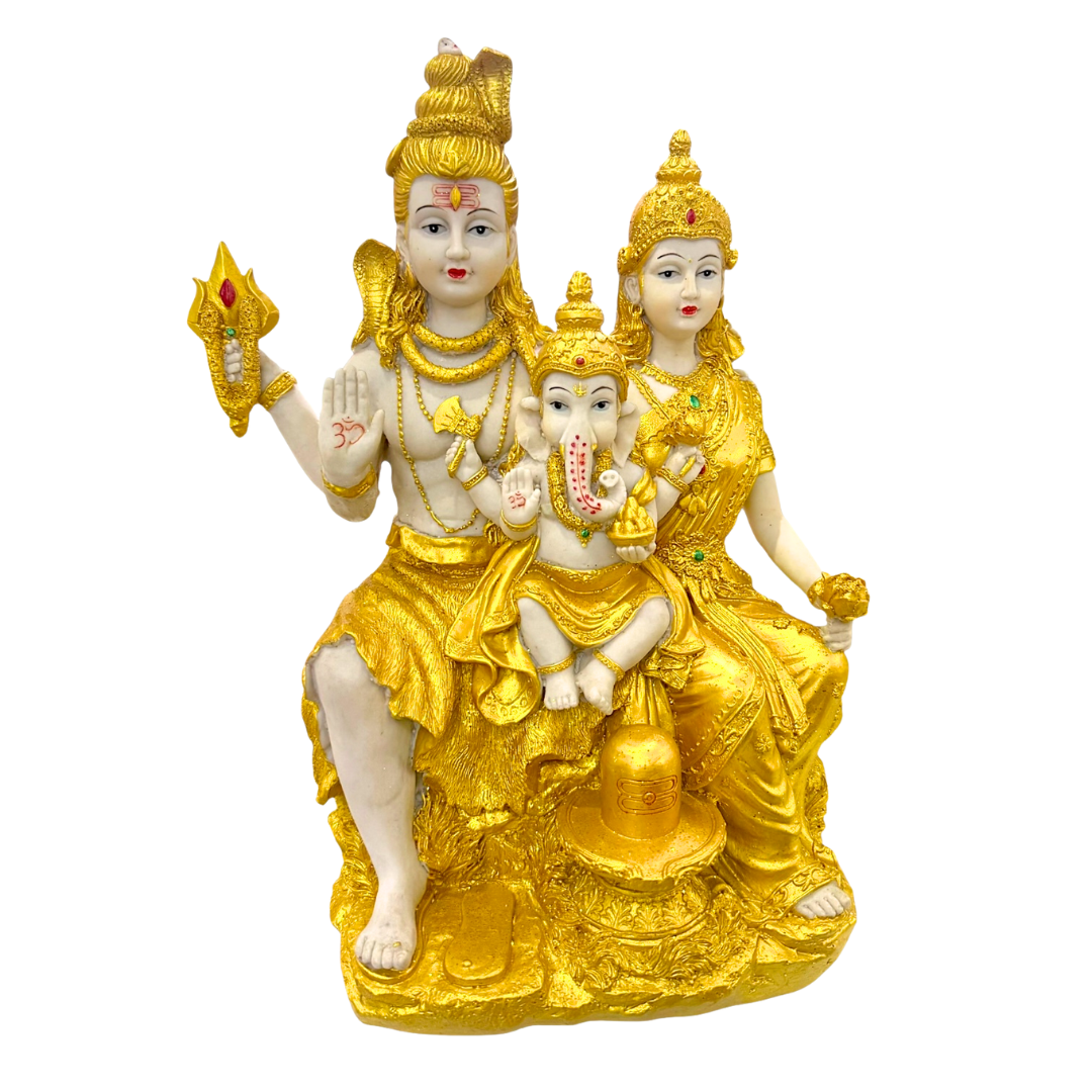 Shiv Parivar – Golden Family Blessings Edition Idol/ Statue/ Murti | 23 x 15 x 37cm (9.06in x 5.91in x 14.57in) | GOD F112 - 9351235055619/ 6920251040355