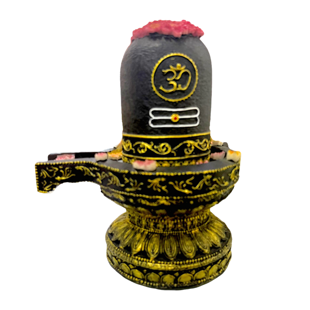 Shivling with Lotus & Om Symbol – Divine Blessing Idol/ Statue/Murti | 21 x 16 x 26cm (8.27in x 6.3in x 10.24in) | GOD F312 - 935123505557