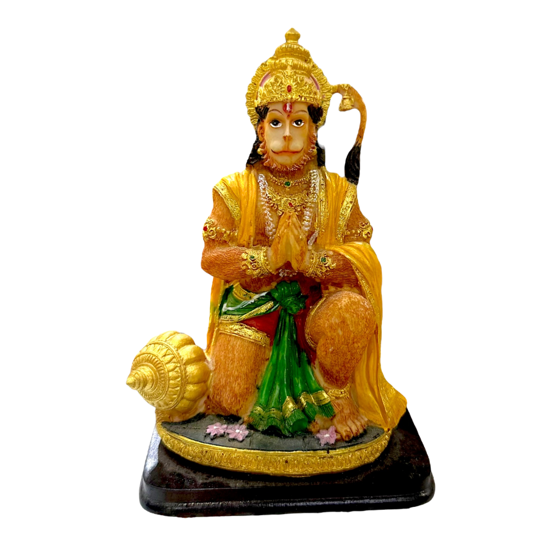 Devotional Hanuman Ji – With Gada & Folded Hands Idol/ Statue/Murti | 10.5 x 7.5 x 15.5cm (4.13in x 2.95in x 6.1in) | GOD YXE187 - 9351235055305