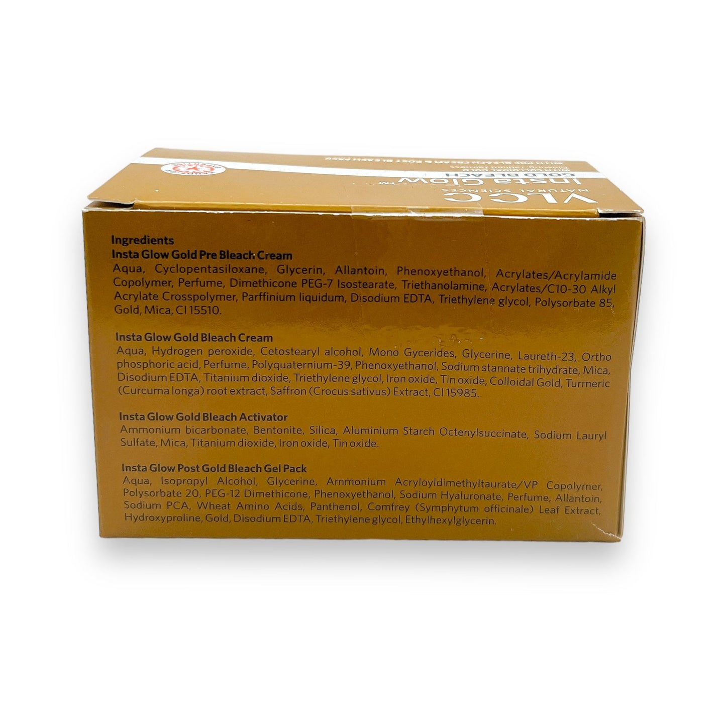 VLCC Insta Glow Gold Bleach 30g | With Pre-Bleach Cream & Post Bleach Pack