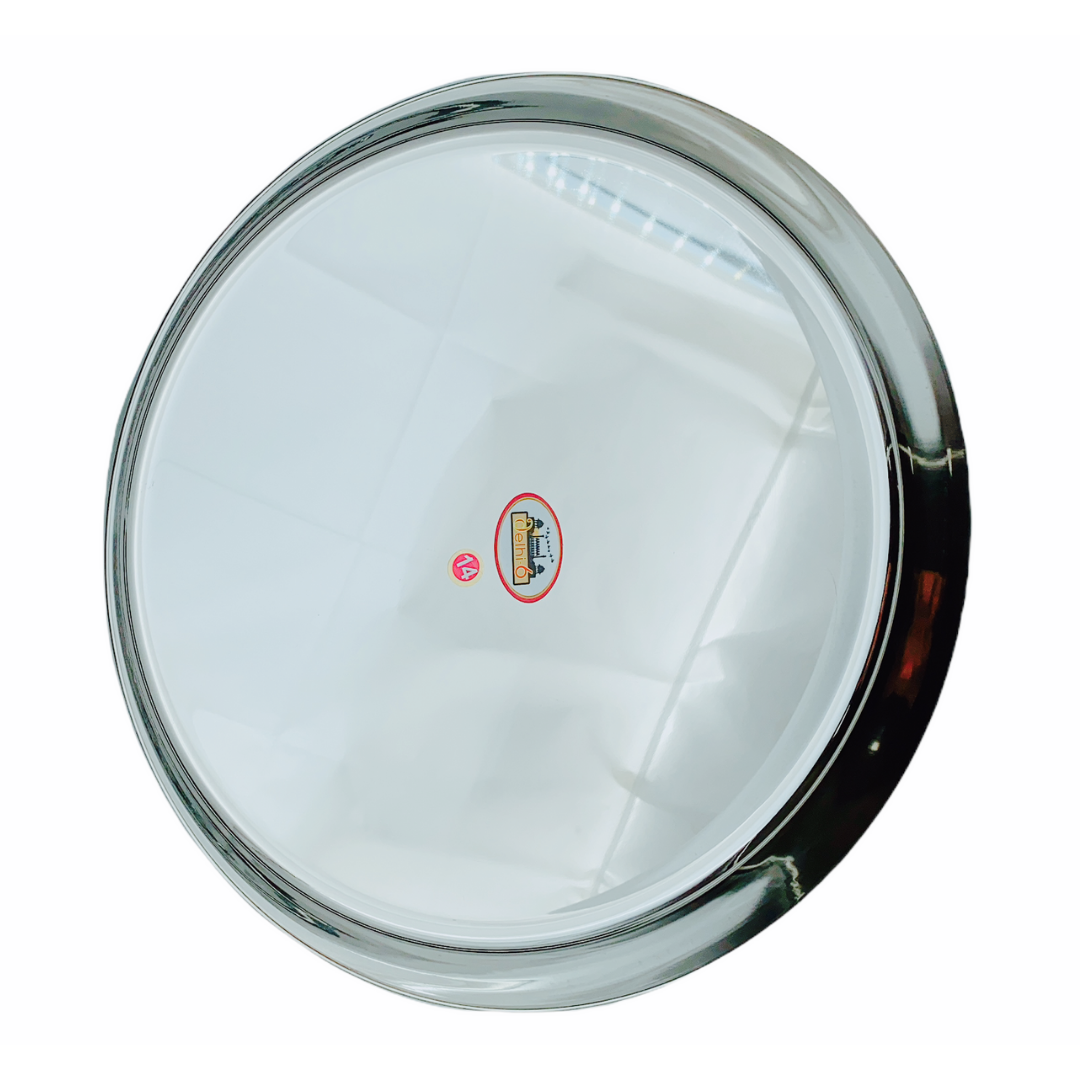 Steel Round Thali With Edge No.14