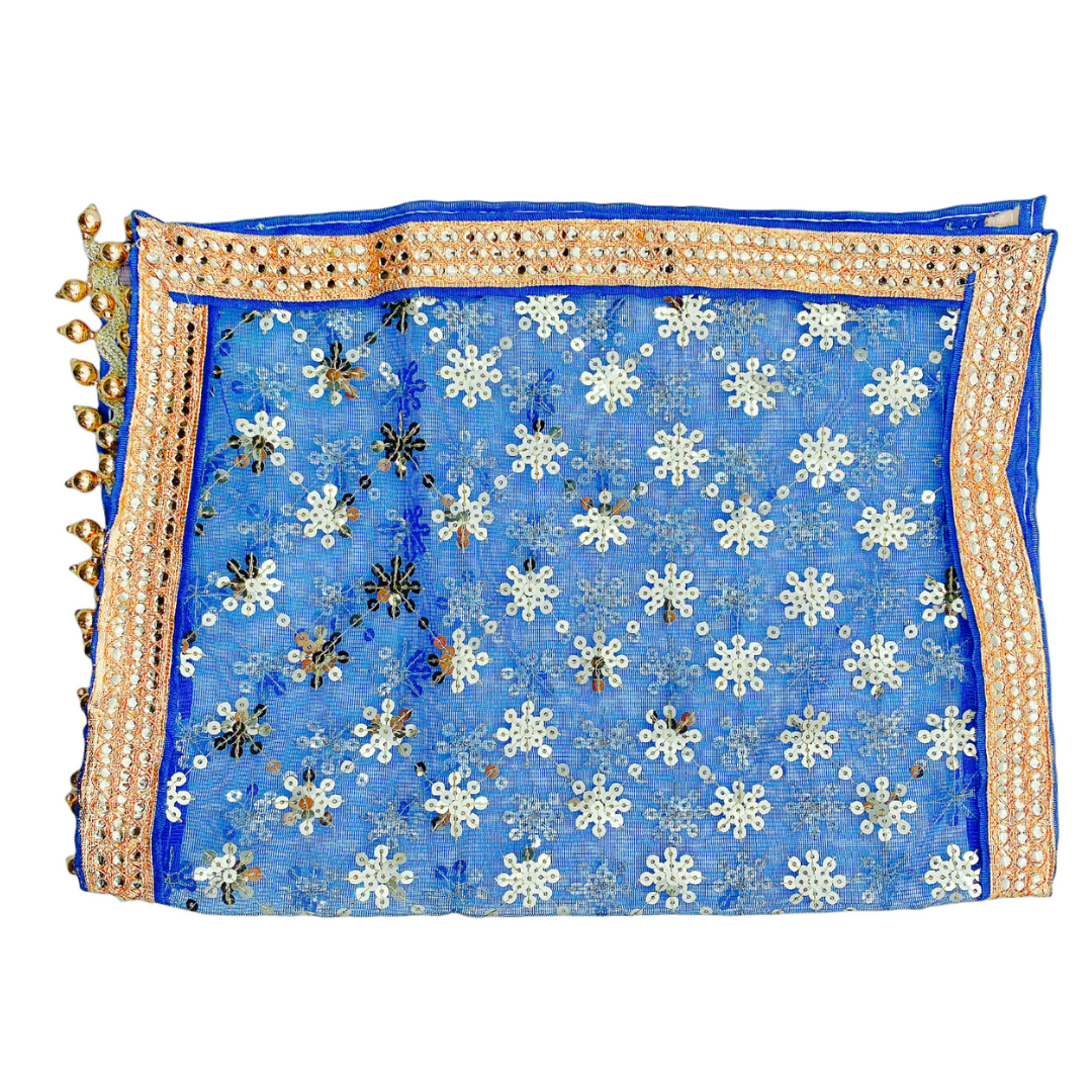 Fancy Pooja Cloth/ Mata Puja Chunri (Net Bindiya 12'' x 20'')