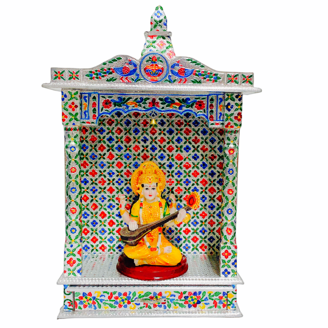 Silver Meenakari Temple/ Mandir (Without Door) 15 x 6