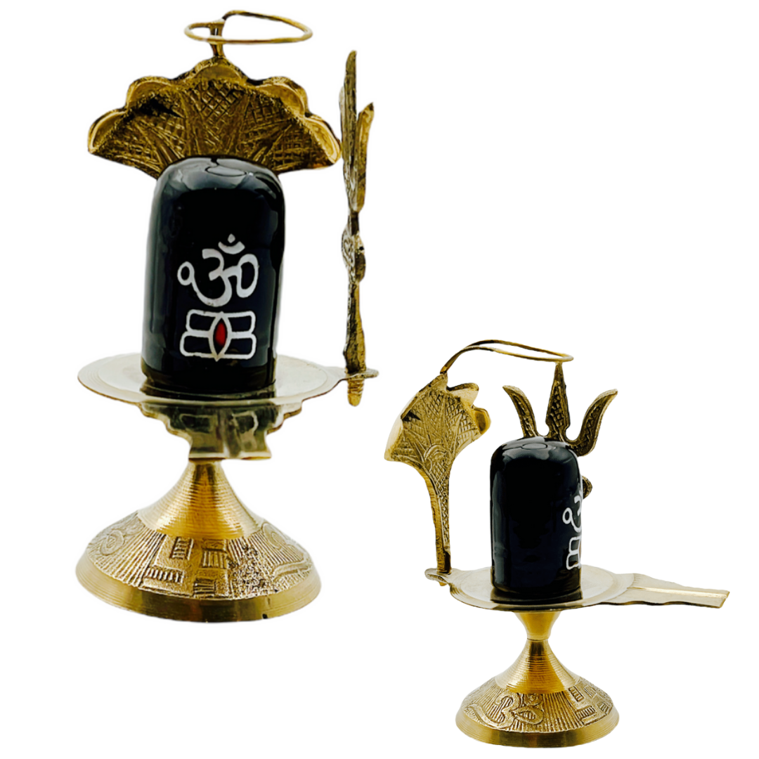 Brass Jyot Stand with Pathar Shivling NO.2