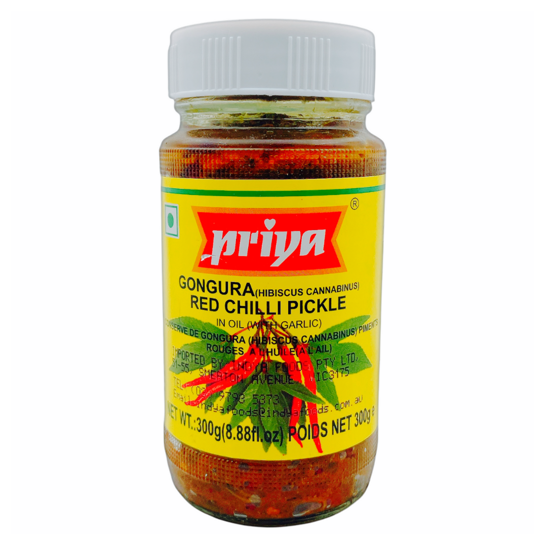 Priya Gongura Red Chilli Pickle With Garlic 300Gm