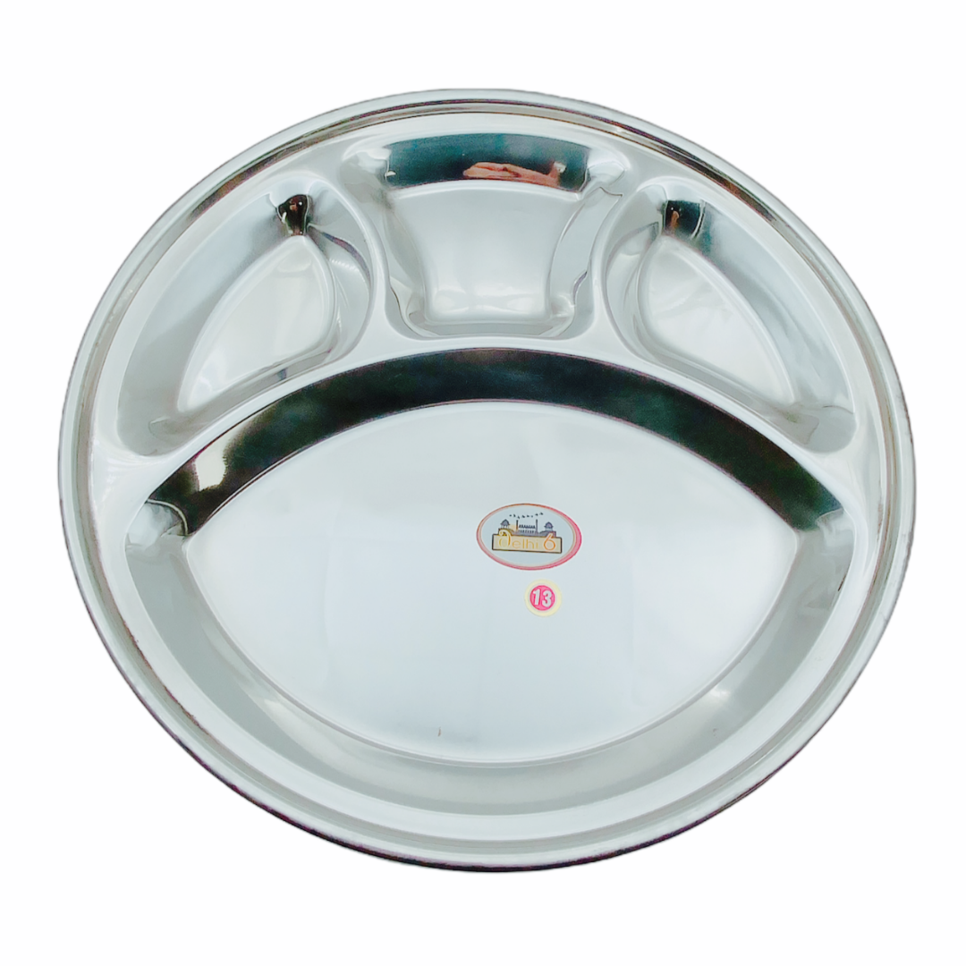 Steel Divided Thali 4 Compartment No. 13