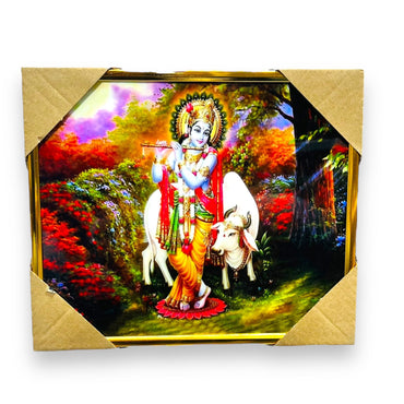 Krishna With Cow Photo Frame K202406-Y25444 21*25Cm (11")