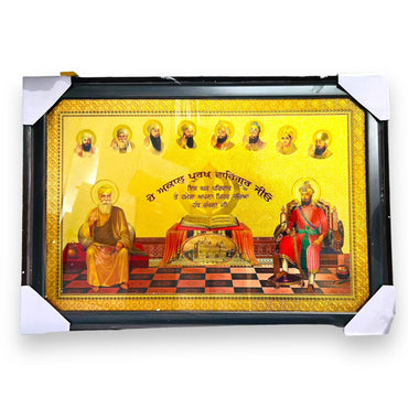 Photo Frame Guru Nanak Dev Ji, Guru Gobind Singh Ji with 8 Guru and Guru Granth Sahib Ji-BA- (SIZE- 24 x 36)- 9351235048659