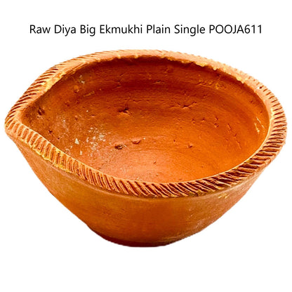 Clay/ Mitti Diya (Raw) Big Ekmukhi Plain Single