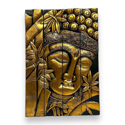 Ganesha/Buddha Wooden Wall Hanging Medium 15.7" X 19"