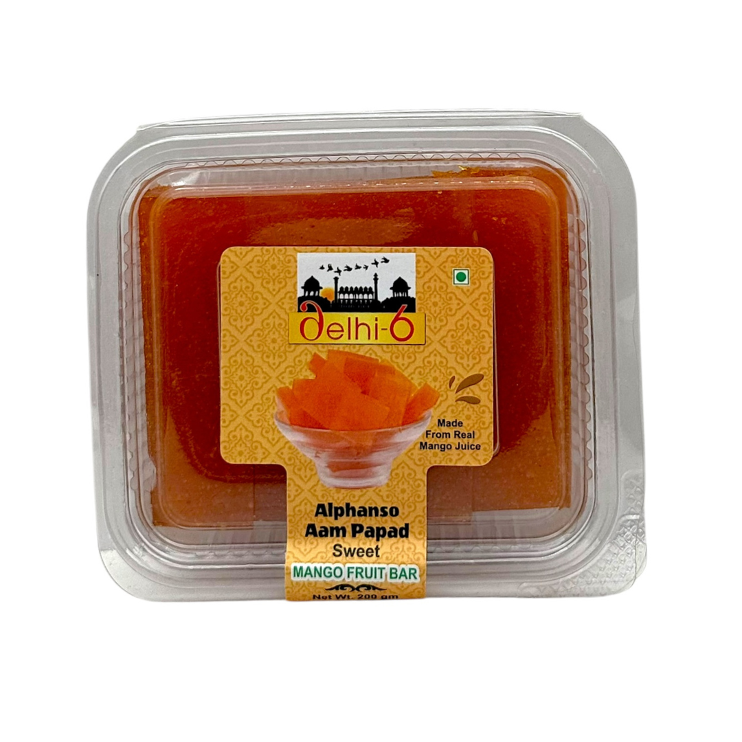 Delhi 6 Alphanso Aam Papad Meetha/ Sweet Mango Candy | Mango Fruit Bar | Made From Real Mango Juice 200g