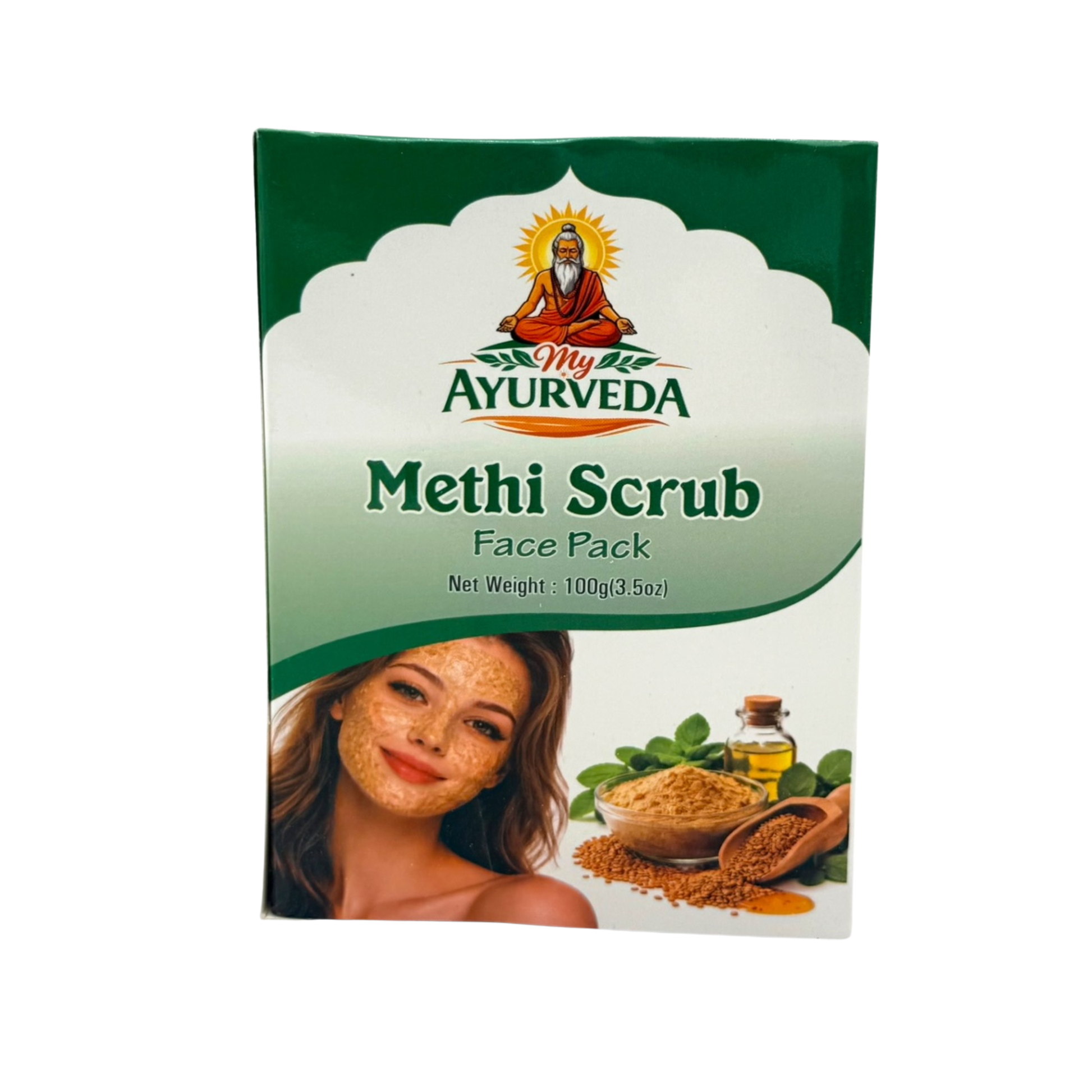 My Ayurveda Methi Scrub Face Pack 100g | Fenugreek Dried Leaves Powder | 100% Natural Herbal Product