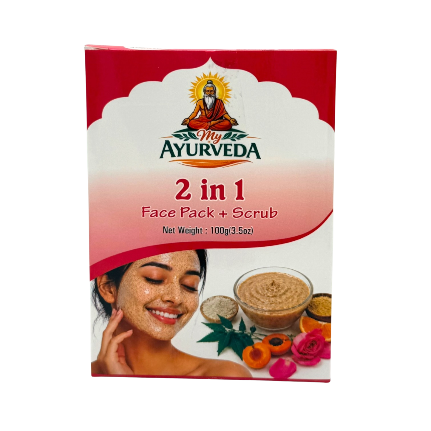 My Ayurveda 2 in 1 Face Pack + Scrub 100g | Mixed Fruit & Herb Dried Powder | 100% Natural Herbal Product
