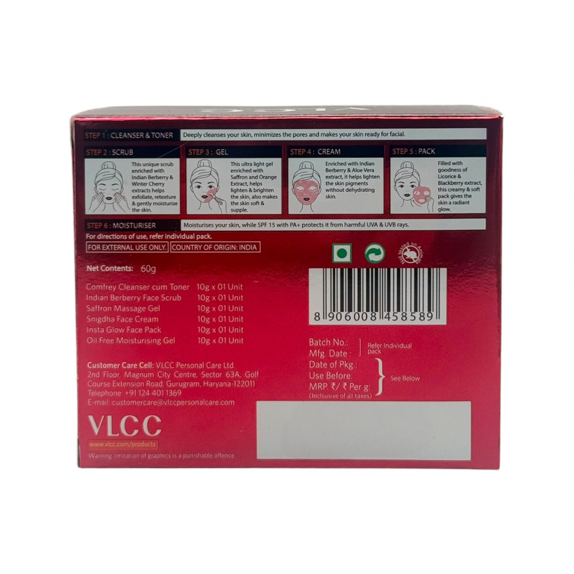 VLCC Party Glow Facial Kit 60g | Instant Glow & Even Skin Tone | 2 Facials Per Pack