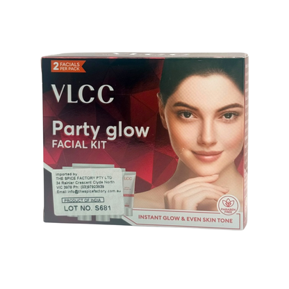 VLCC Party Glow Facial Kit 60g | Instant Glow & Even Skin Tone | 2 Facials Per Pack