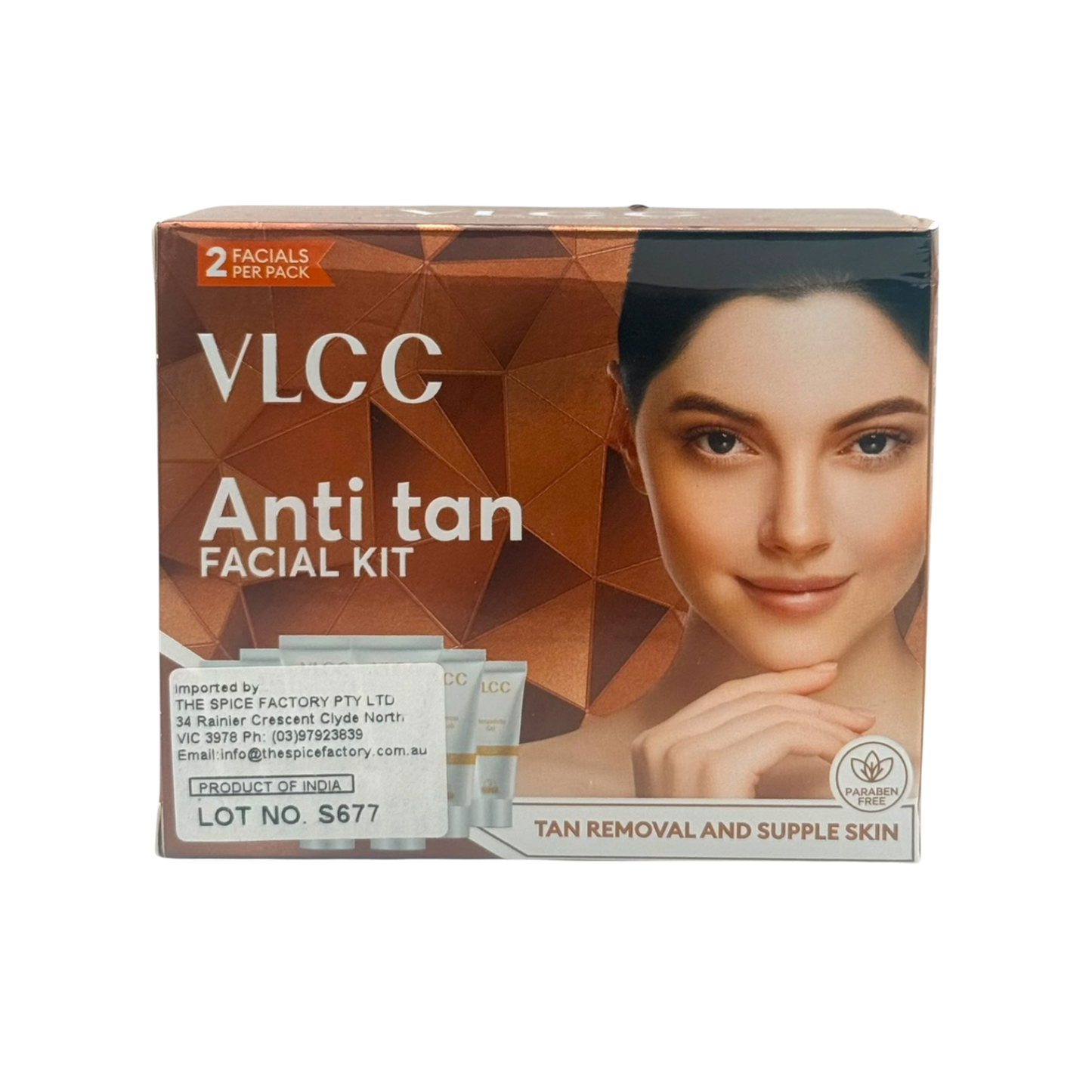 VLCC Anti Tan Facial Kit 60g | Tan Removal and Supple Skin | 2 Facials Per Pack