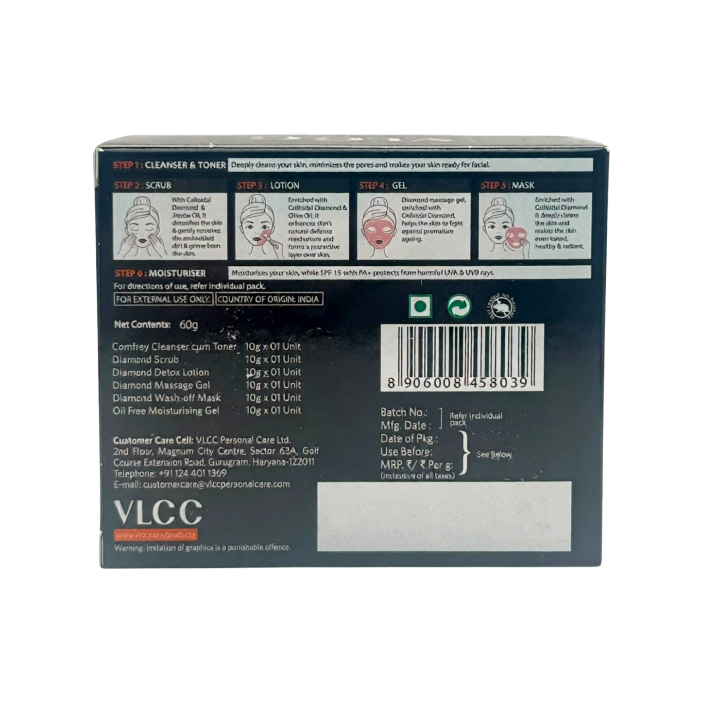 VLCC Diamond Facial Kit 60g | Brighter & Younger Skin | 2 Facials Per Pack