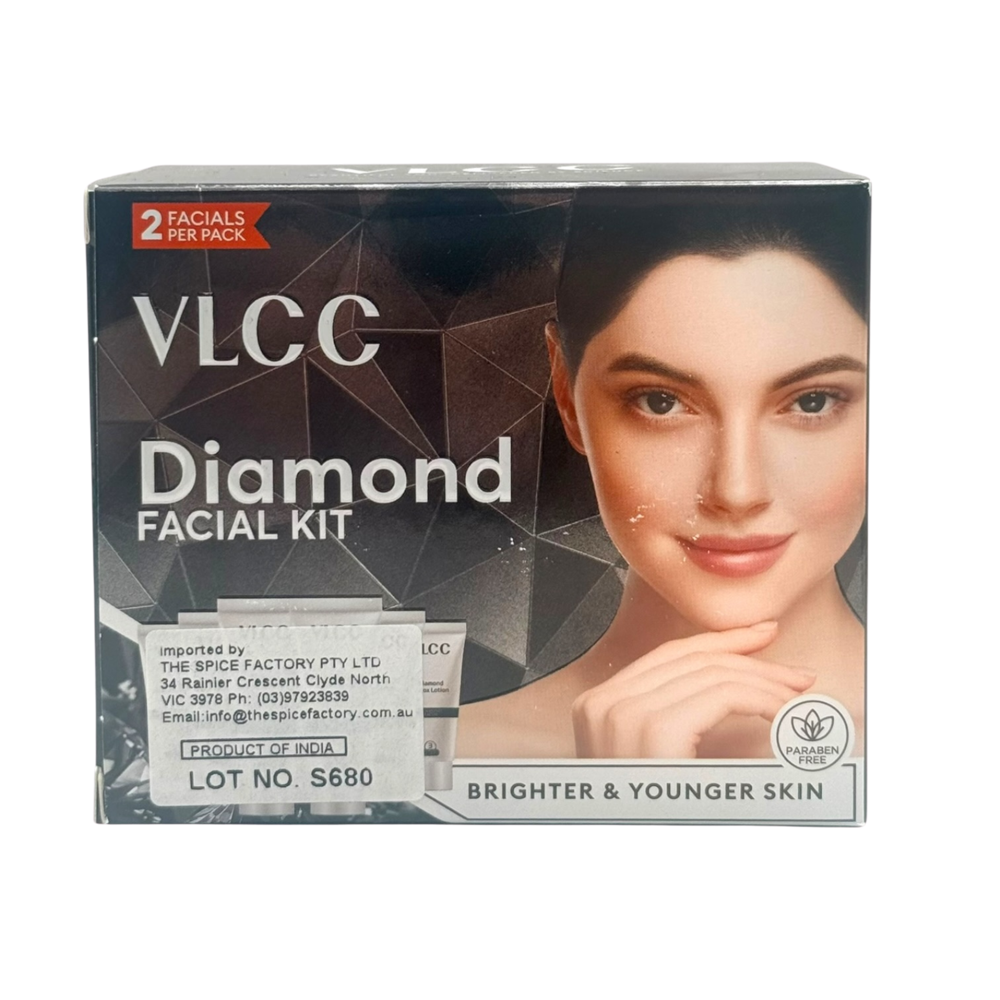 VLCC Diamond Facial Kit 60g | Brighter & Younger Skin | 2 Facials Per Pack