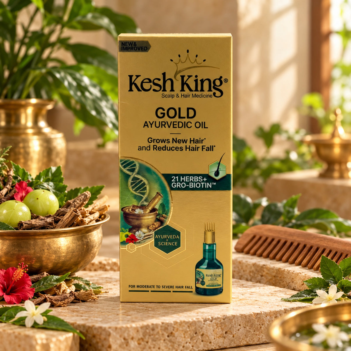 Kesh King Gold Ayurvedic Hair Oil 300ml | Grows New Hair and Reduces Hair Fall
