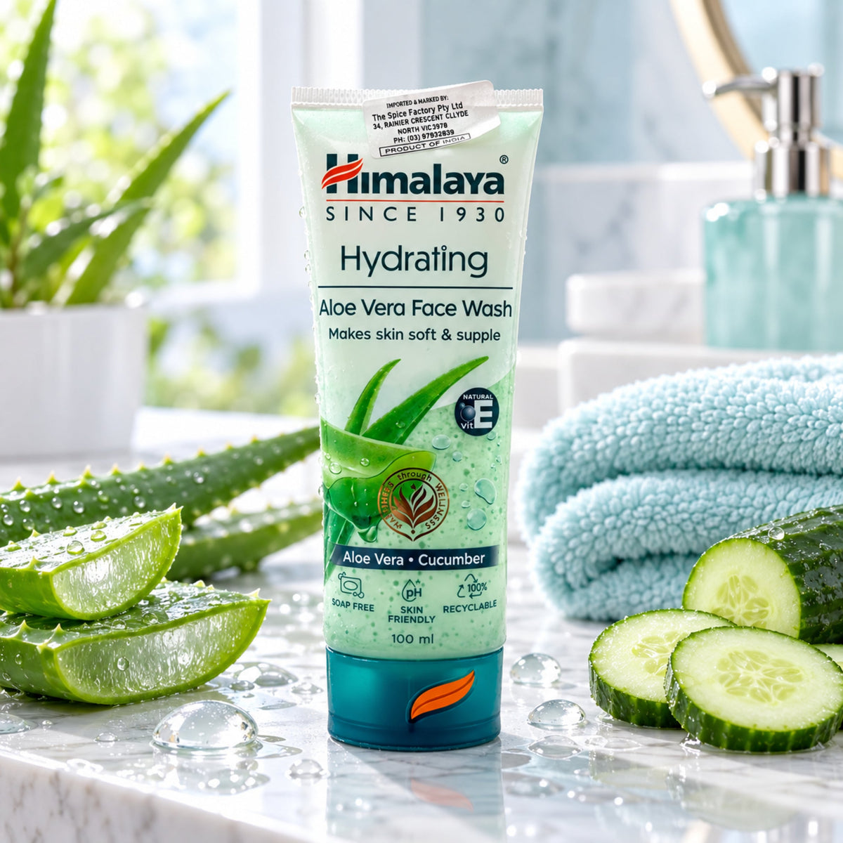 Himalaya Aloe Vera Face Wash 100ml | Natural Glow | Natural Vitamin E | Makes Skin Soft & Supple | Soap Free | Skin Friendly