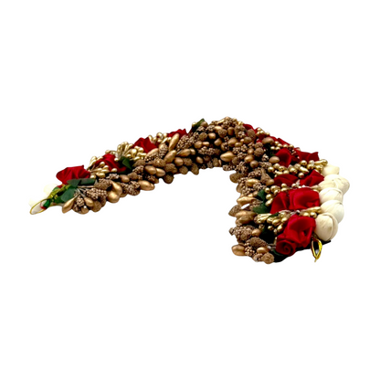 Artificial Floral Gajra with Red Roses/ Elegant Traditional Hair Bun Accessory- (KB)- 9351235058436