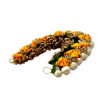 Artificial Floral Gajra with Yellow Roses/ Elegant Traditional Hair Bun Accessory- (KB)- 9351235058412