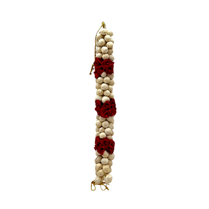 Artificial Gajra White Red Rose Highlights / Elegant Traditional Hair Accessory- (KB)- 9351235058467