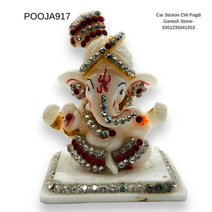 Car Stickon CW Pagdi Ganesh Stone-9351235041353