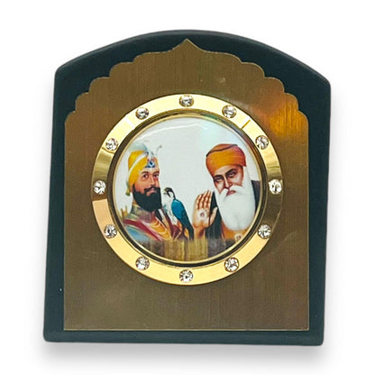 Car Stickon No4 wooden Stand Guru Nanak ji & Guru Gobind Ji-9351235041469
