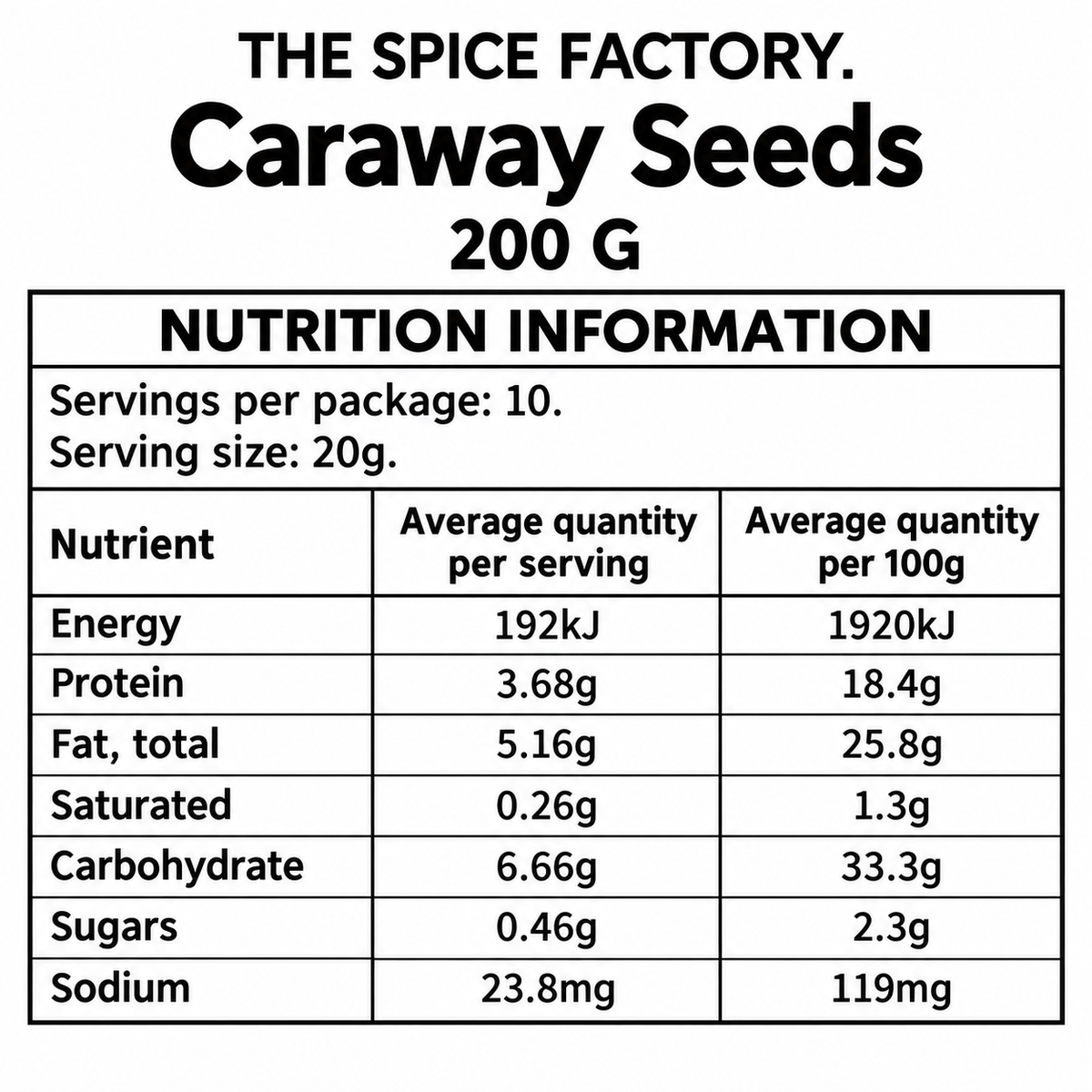 TSF Caraway Seeds 200g | Whole Caraway | Whole Spice
