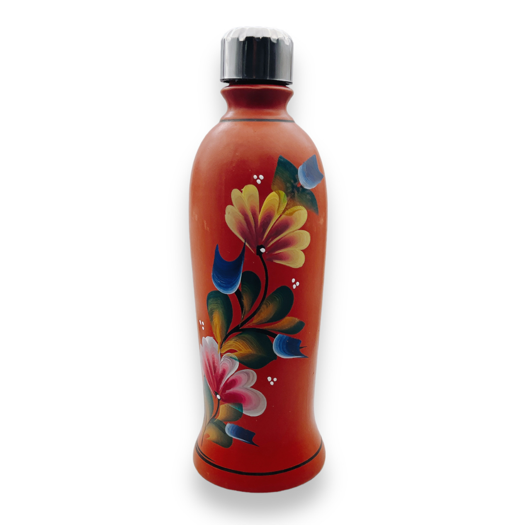 Clay Earthen Terracotta Water Bottle 1lt/ Prajapati Brand Clay Art
