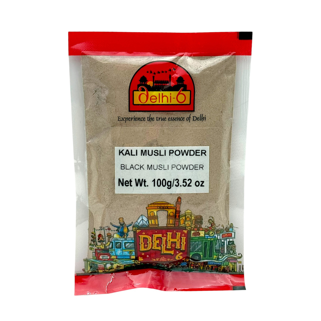 Delhi 6 Black Musli Powder/ Kali Musli/ Ayurvedic Herb Used to Enhance your Energy, Immunity, Improve Stamina, Manage Stress and Overall Health 100g