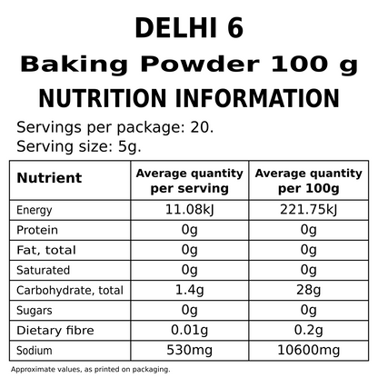 Delhi 6 Baking Powder 100g | Raising Agent | Baking Essential