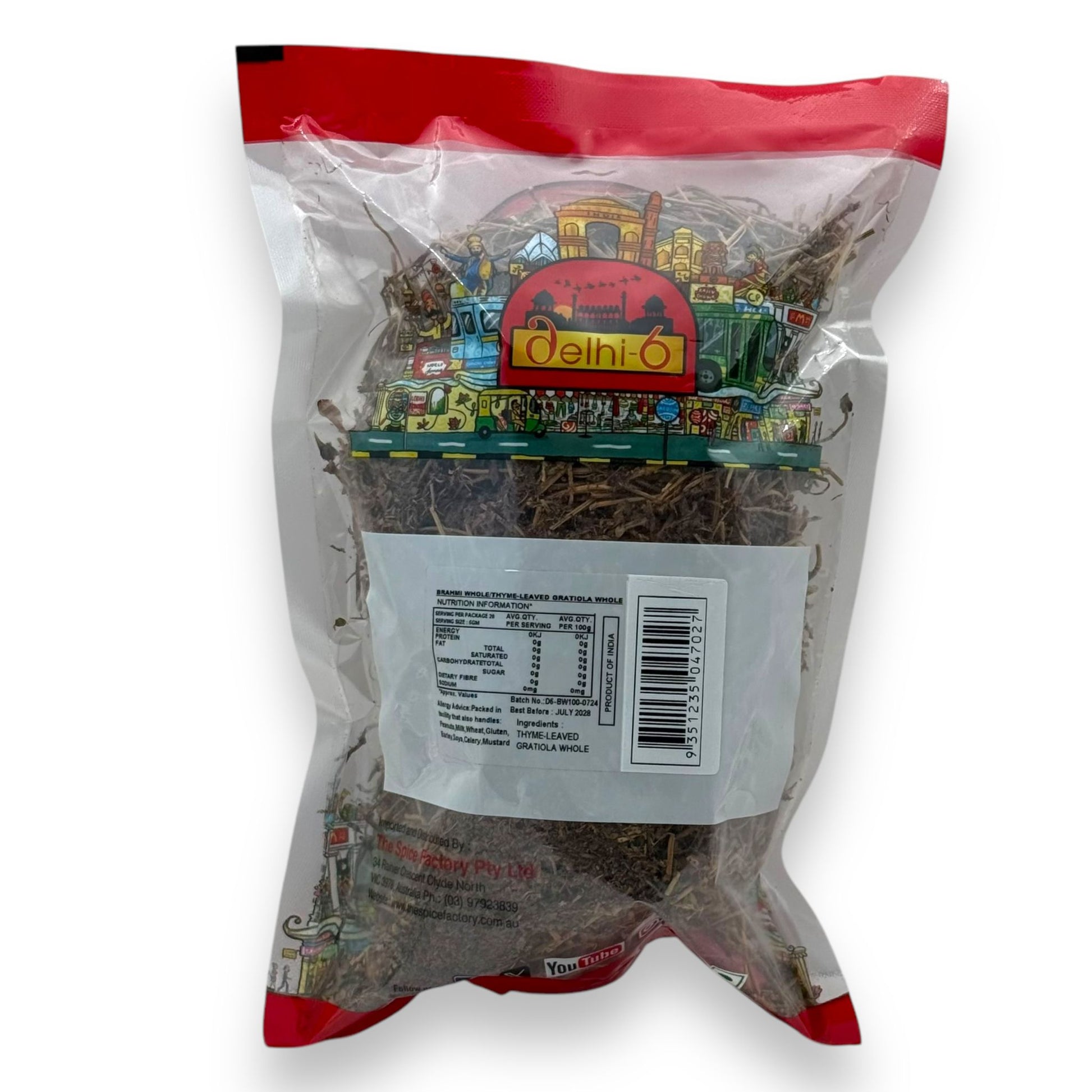Delhi 6 Brahmi Whole | Herb For Memory, Focus & Stress Relief 100gm | HEA45 | 9351235047027