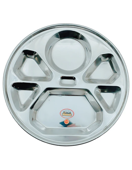 Delhi 6 Steel Divided Thali 6 Compartment (Diamond) No. 14